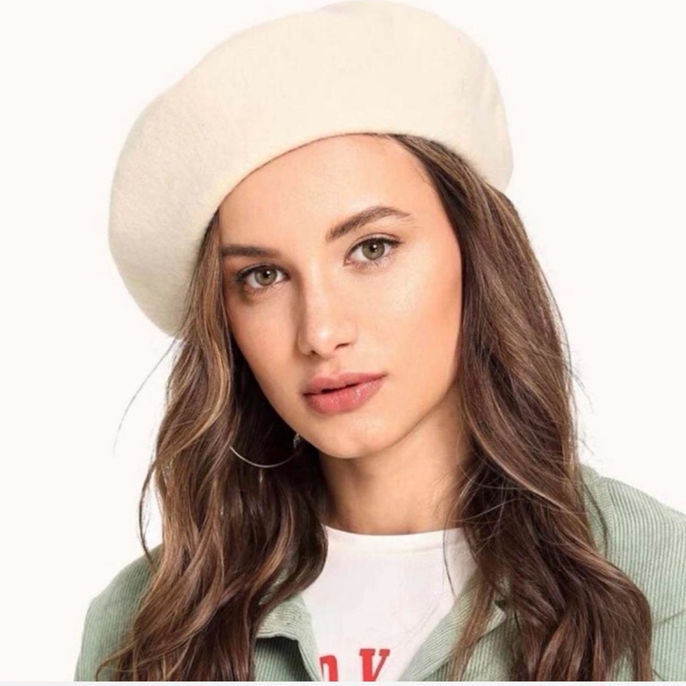 Wool Blend Ivory Beret Hat One Size Parisian French Girl Quiet Luxury Minimalist